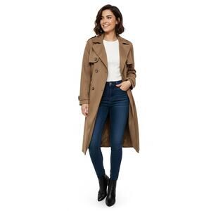 New With Tags! Camel Suede-Look Trench Coat – Chic & Timeless - Small